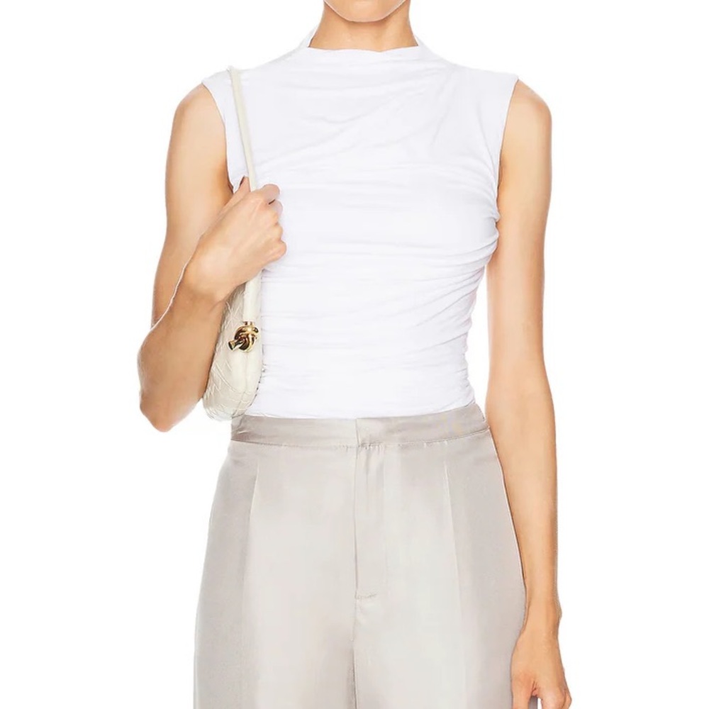 Enza Costa Revolve White Sleeveless Twist Drape Top XS